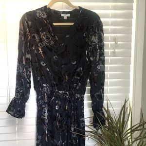 Long sleeved velvet derailed dress